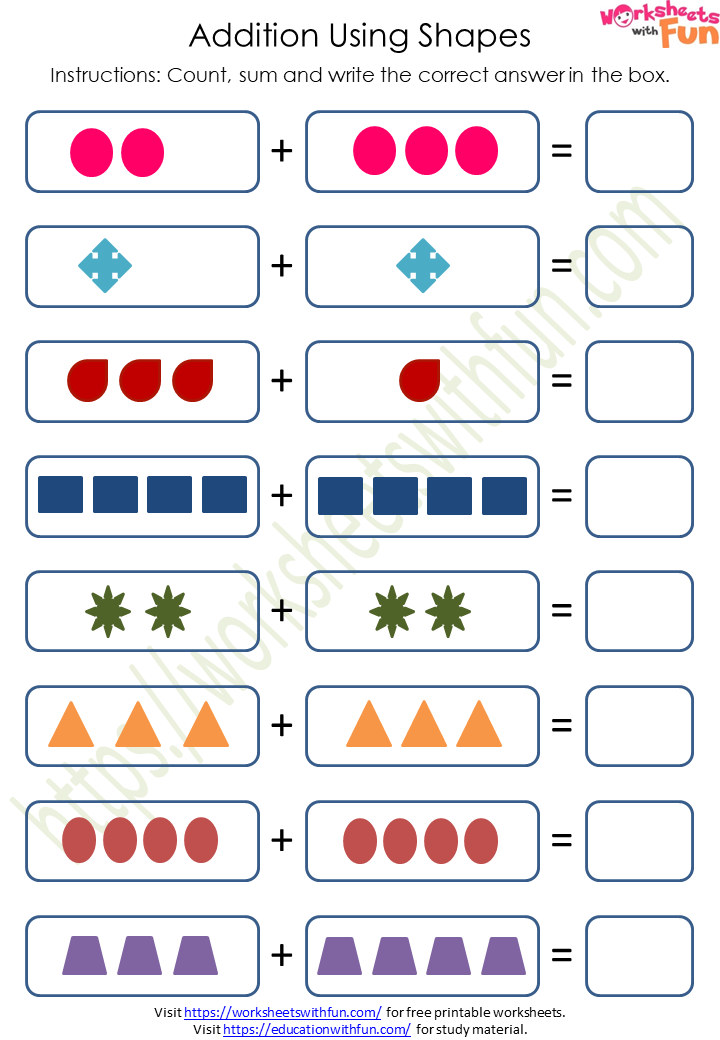 Topic Addition Using Shapes Up To 10 Mathematics Preschool Wwf 0164